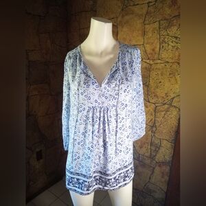 St. John's Bay Light Blue Floral Blouse